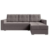ECKSOFA Dunkelgrau Samt  - Chromfarben/Dunkelgrau, KONVENTIONELL, Kunststoff/Textil (233/140cm) - Carryhome