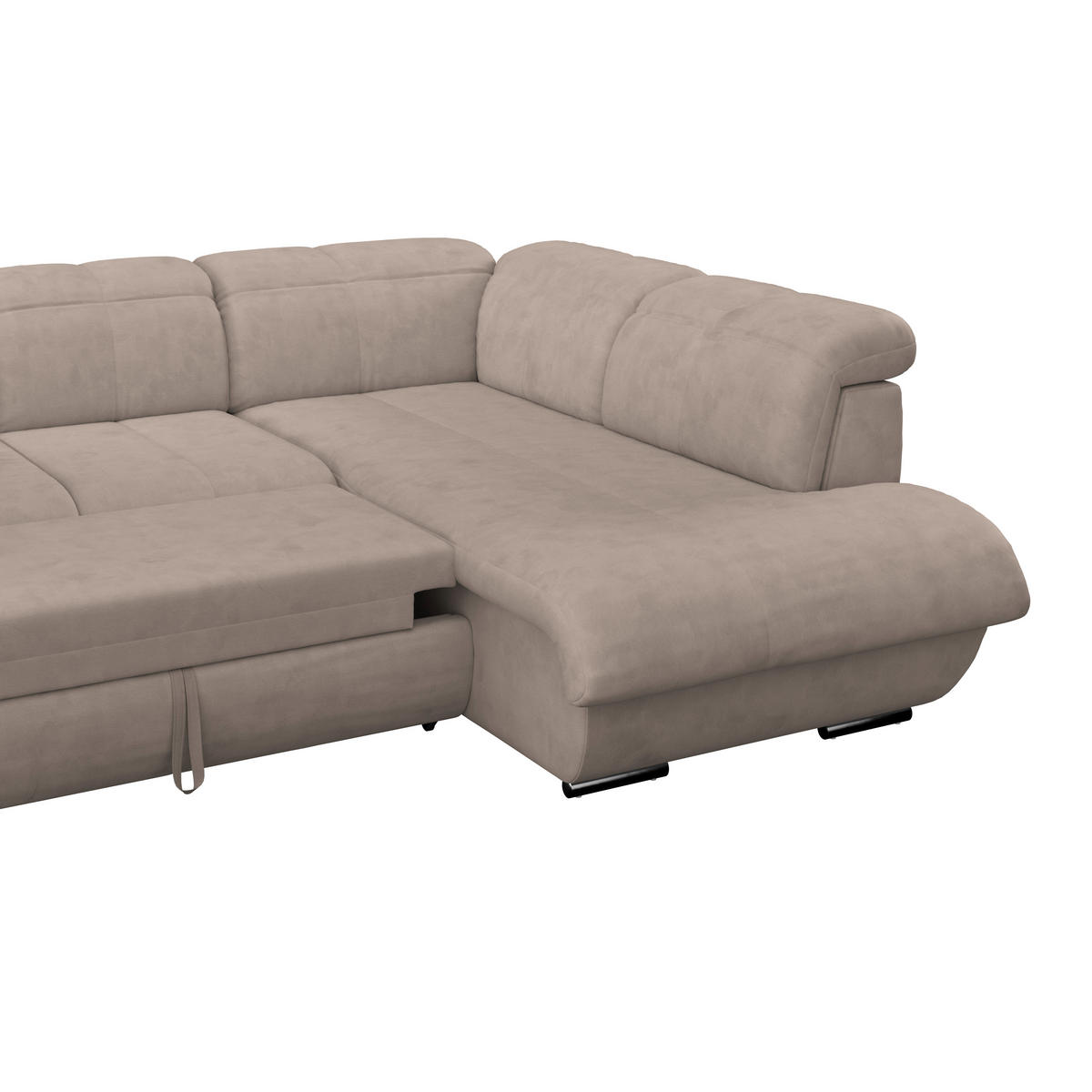 WOHNLANDSCHAFT Beige Mikrofaser  - Chromfarben/Dunkelgrau, MODERN, Textil/Metall (184/345/228cm) - MID.YOU