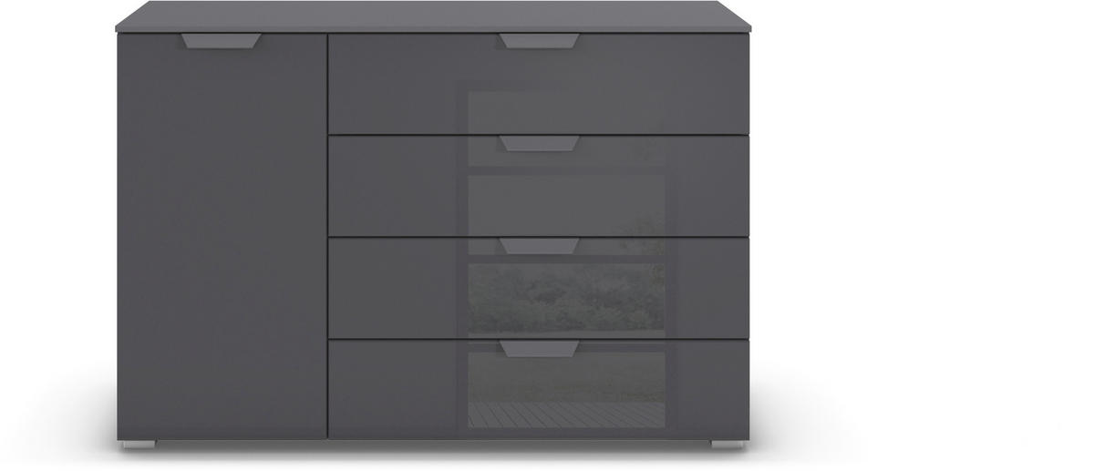 KOMMODE  in 120/81/42 cm  - Dunkelgrau, Design, Glas/Holzwerkstoff (120/81/42cm) - Carryhome
