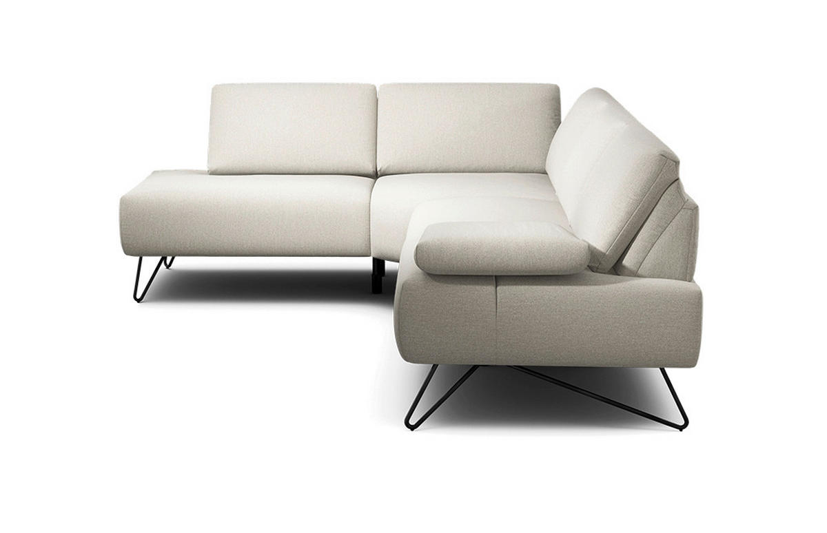 ECKSOFA in Chenille Naturfarben  193/248-263 cm  - Schwarz/Naturfarben, Design, Textil/Metall (193/248-263cm) - SENSOO