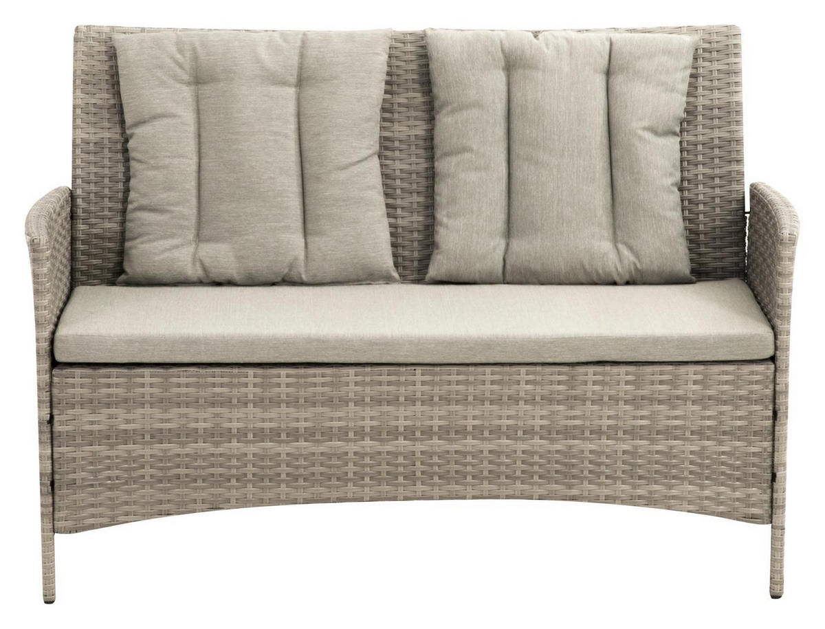 LOUNGEGARNITUR 11-teilig   140/68/80 cm Stahl  - Beige/Grau, MODERN, Kunststoff/Textil (140/68/80cm) - Gardenson