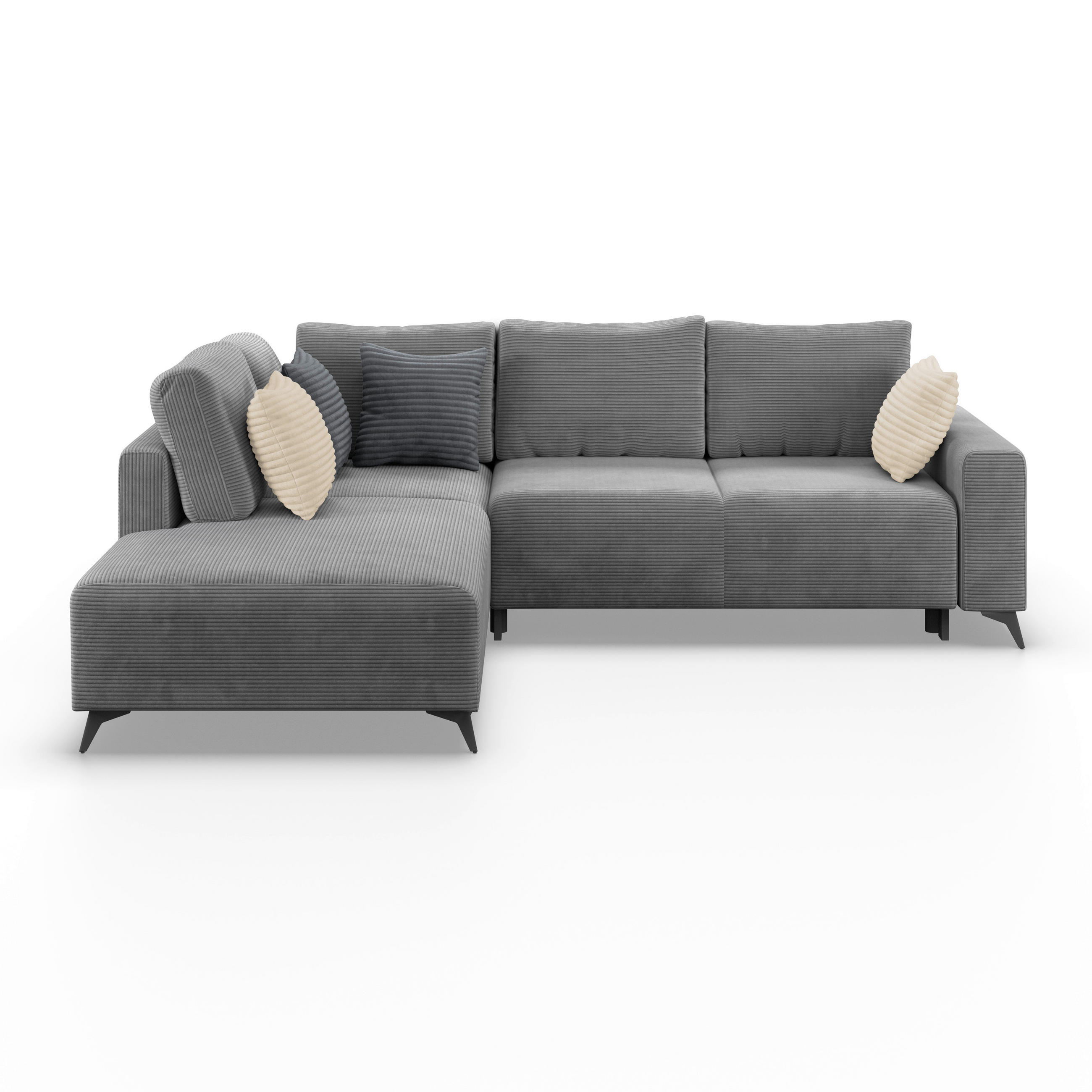 Ecksofa Mit Schlaffunktion Viktor Grau Cord 212x270 Cm