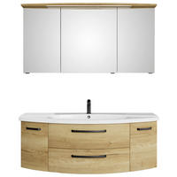 BADEZIMMER 3-teilig  in 144 cm  - Eichefarben/Schwarz, MODERN, Glas/Keramik (144cm) - Sadena