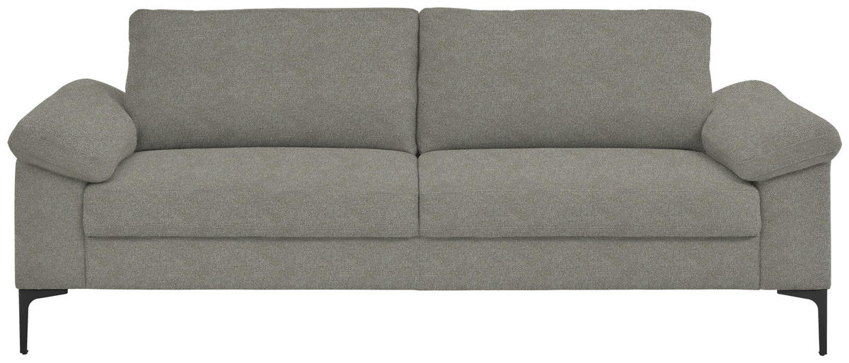 3-SITZER-SOFA in Flachgewebe Graubraun  - Graubraun/Schwarz, Design, Textil/Metall (226/89/97cm) - Pure Home Lifestyle