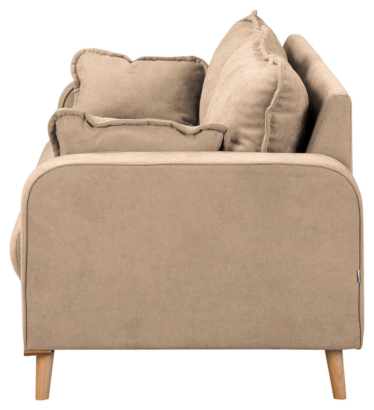 3-SITZER-SOFA Mikrofaser Beige  - Wengefarben/Beige, Design, Holz/Textil (193/86/87cm) - Livetastic