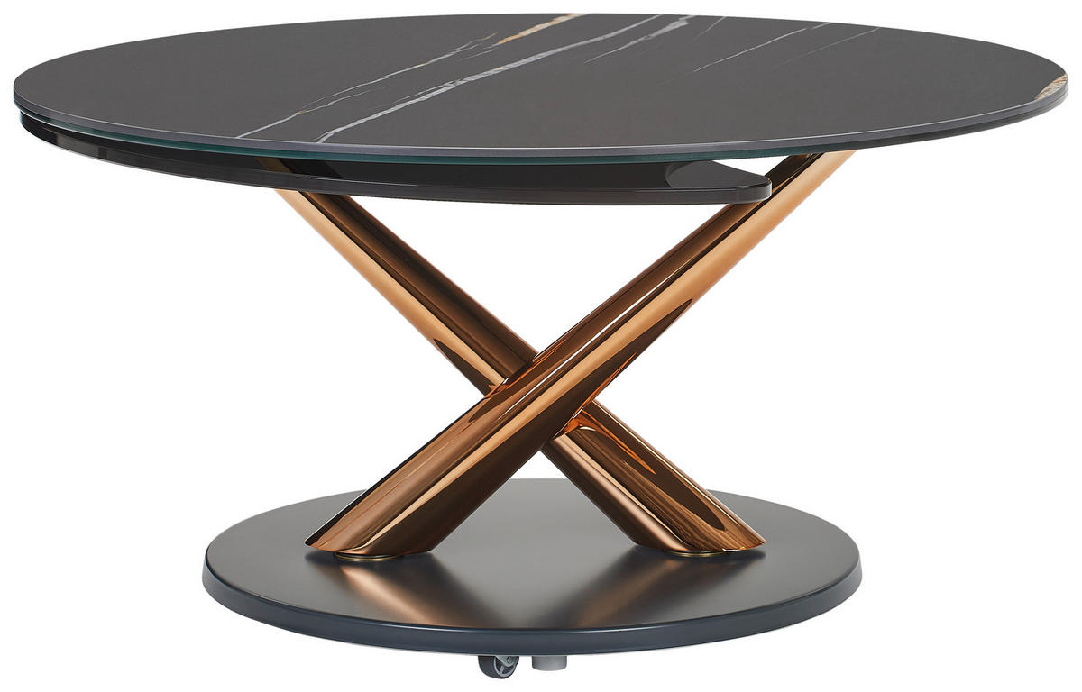 COUCHTISCH 80-128/80/40 cm rund Anthrazit, Kupferfarben  - Anthrazit/Kupferfarben, Design, Keramik/Metall (80-128/80/40cm) - Naos