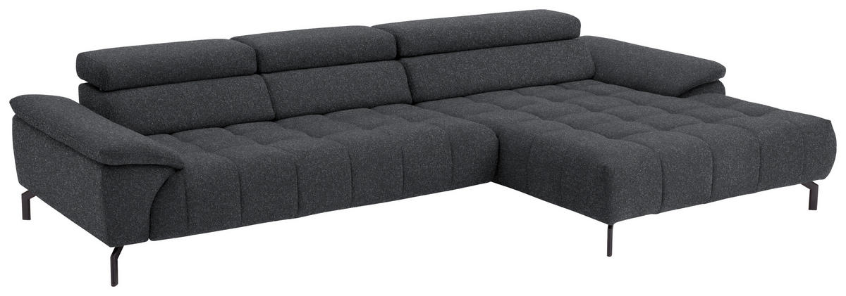 ECKSOFA in Chenille Anthrazit  329/190 cm  - Anthrazit/Schwarz, Design, Textil/Metall (329/190cm) - Beldomo Style