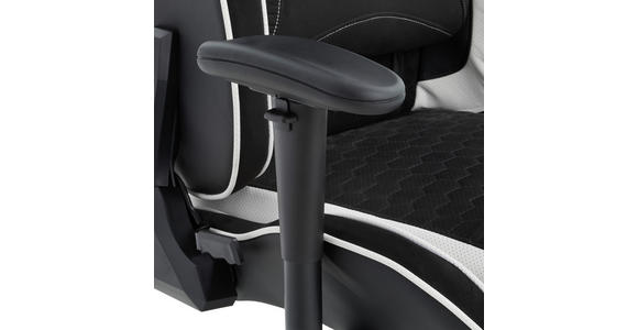GAMINGSTUHL in Lederlook, Mikrofaser Schwarz, Weiß - Schwarz/Weiß, Design, Kunststoff/Textil (72/128-138/72cm) - Xora