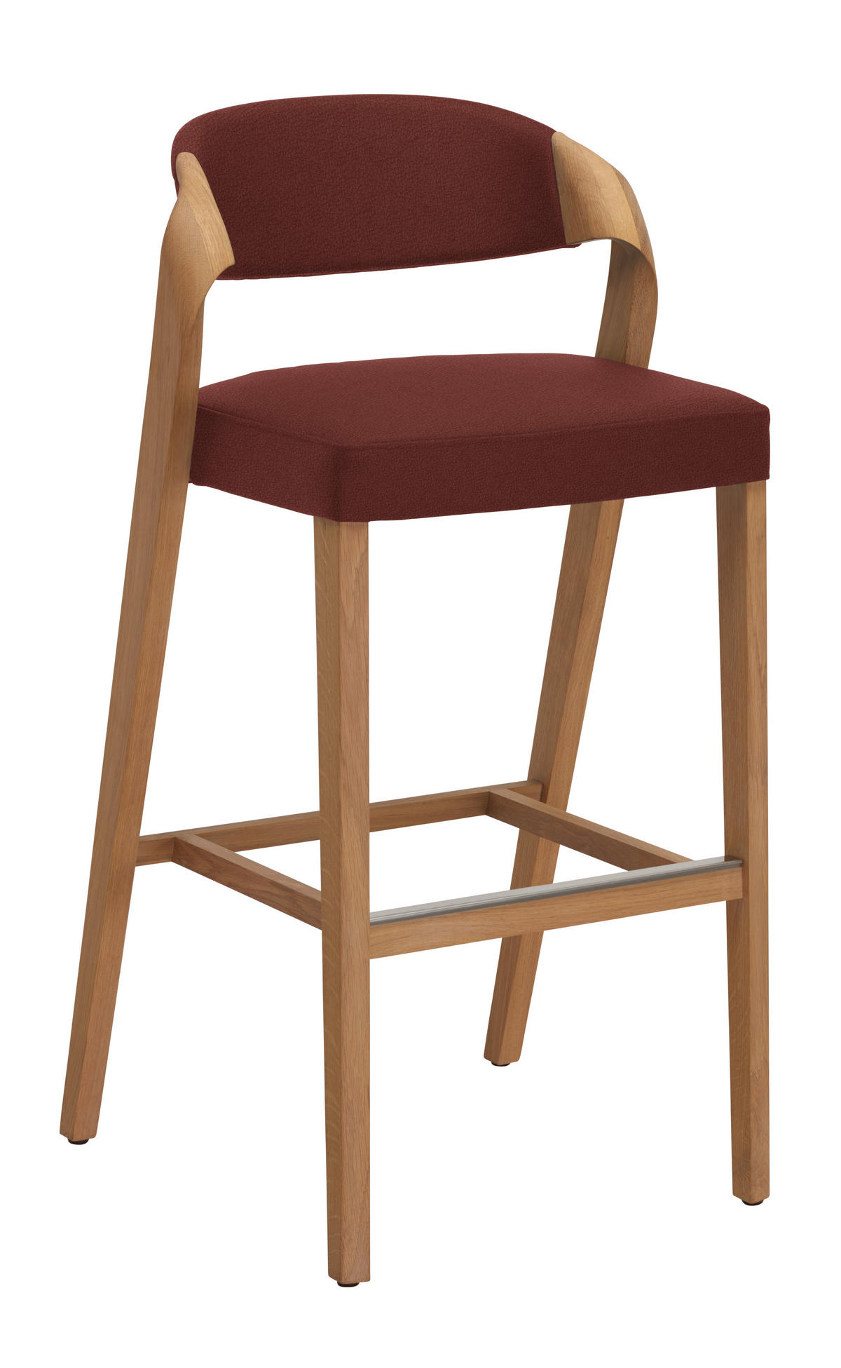 BARHOCKER Holz, Leder Weinrot, Wildeiche  - Wildeiche/Weinrot, Natur, Leder/Holz (52/103/52cm) - Voglauer