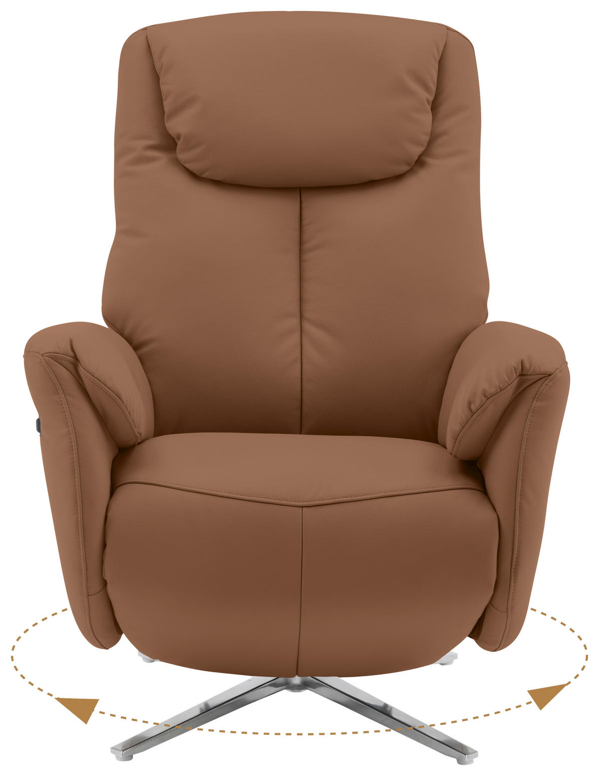 MASSAGESESSEL Echtleder Lederlook Braun    - Chromfarben/Braun, Design, Leder/Textil (79/110/85cm) - Livetastic