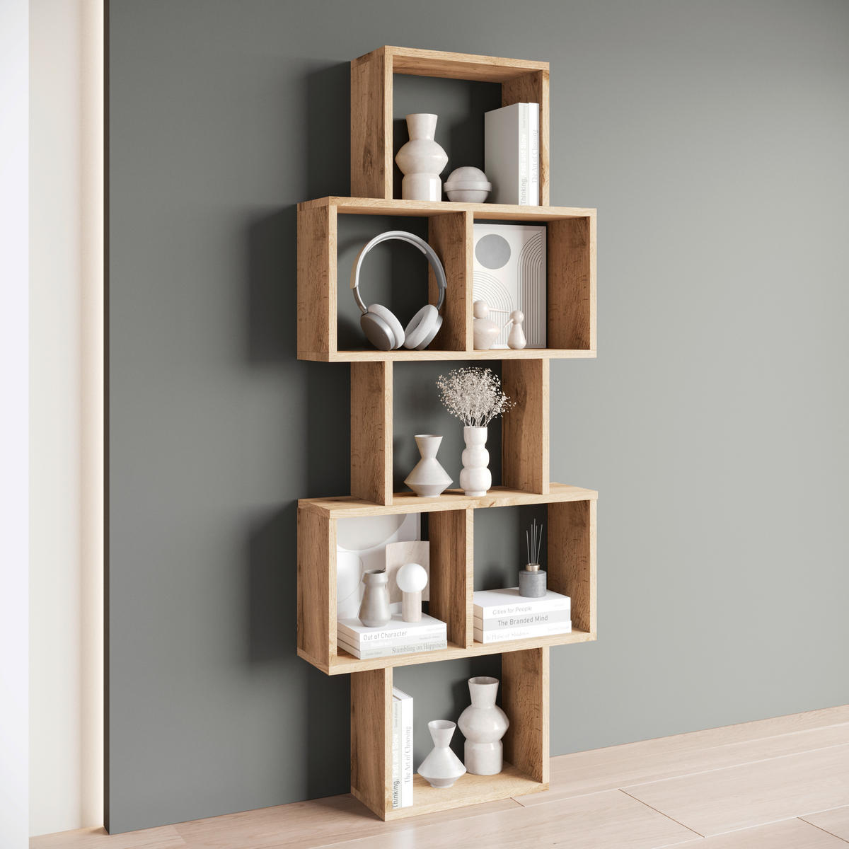 Wandregal Trio 160,8/65/18 cm hrast wotan  - hrast wotan, Basics, leseni material (160,8/65/18cm)