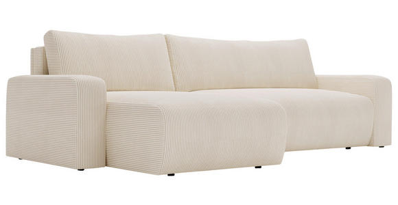 ECKSOFA in Cord Creme  - Creme/Schwarz, MODERN, Kunststoff/Textil (150/245cm) - Carryhome