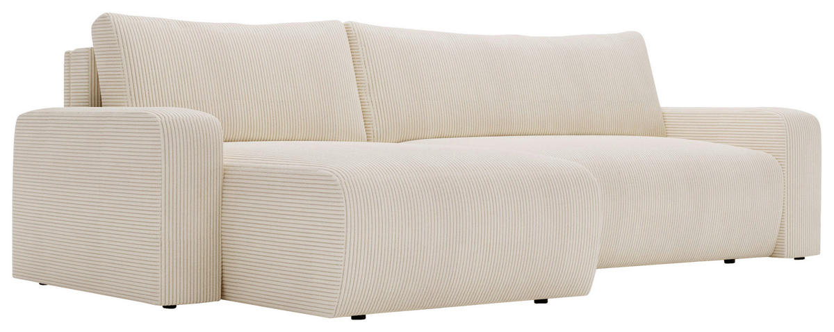 ECKSOFA in Cord Creme  - Creme/Schwarz, MODERN, Kunststoff/Textil (150/245cm) - Carryhome