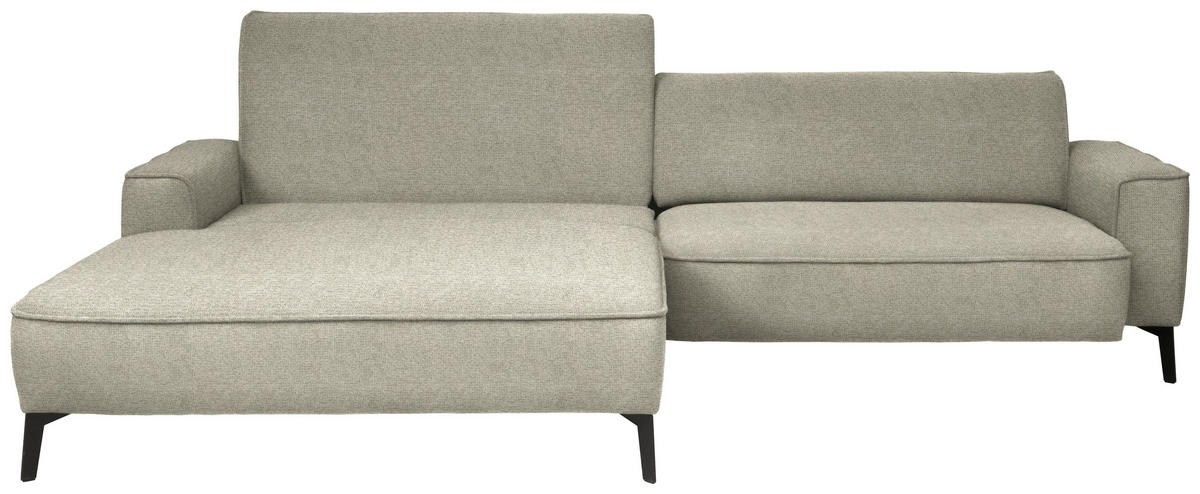 ECKSOFA in Flachgewebe Beige  190/285 cm  - Beige/Schwarz, Design, Textil/Metall (190/285cm) - Johann Jakob