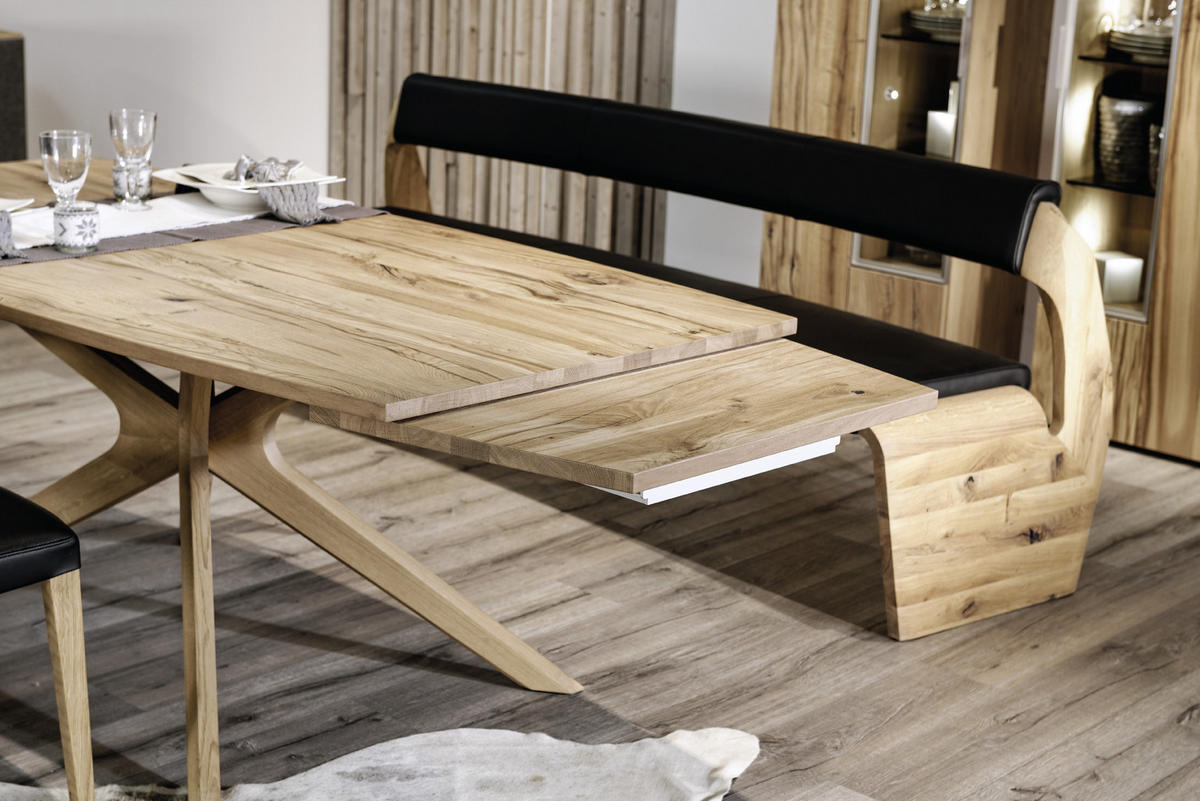ESSTISCH Altholz, Eiche furniert, massiv bootsförmig Eichefarben  - Eichefarben, Natur, Holz (200/100/76,5cm) - Voglauer