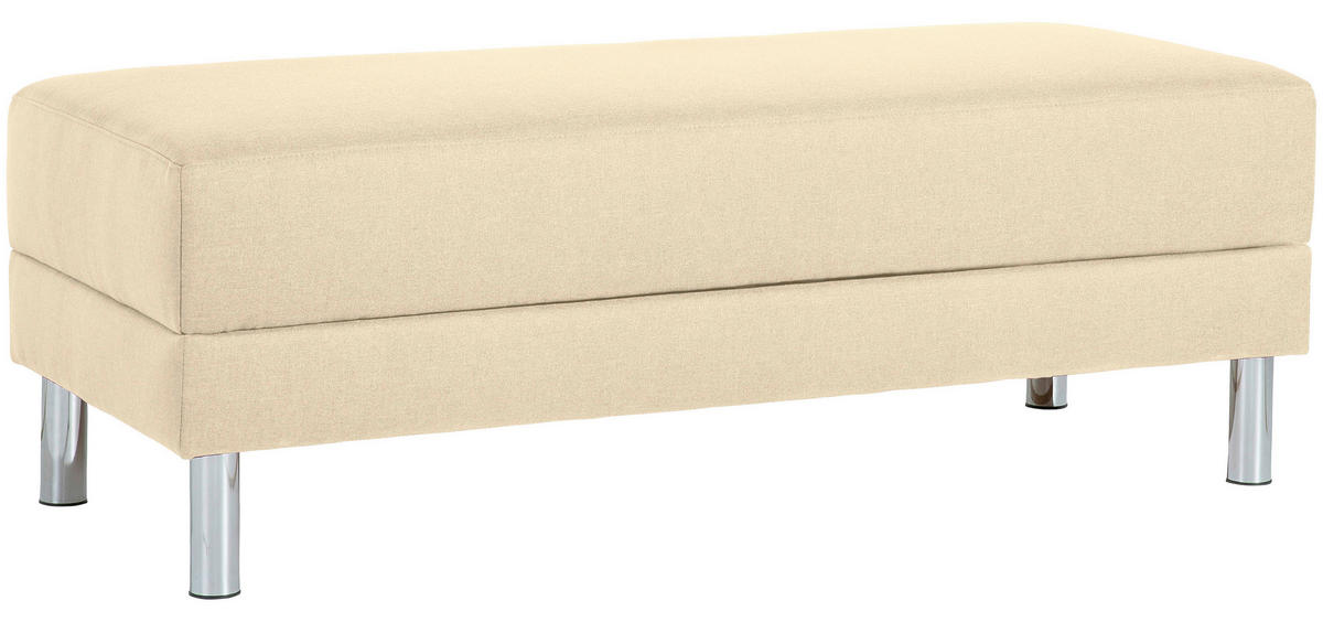 ECKSCHLAFSOFA inkl. Hocker in Beige Textil   - Chromfarben/Beige, Konventionell, Textil/Metall (152/230cm) - Max Winzer