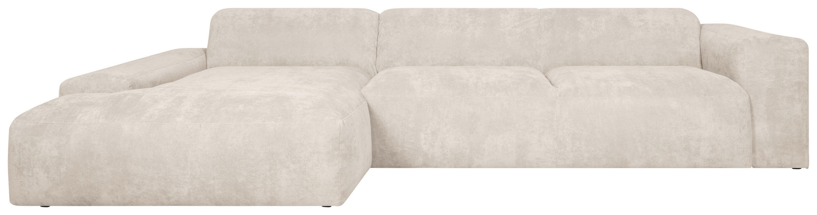 ECKSOFA HANNAH Creme Cord  - Creme/Schwarz, Design, Kunststoff/Textil (170/343cm) - MID.YOU