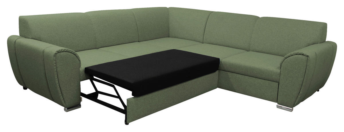 ECKSOFA Grün Flachgewebe  - Silberfarben/Grün, Design, Kunststoff/Textil (266/266cm) - Livetastic