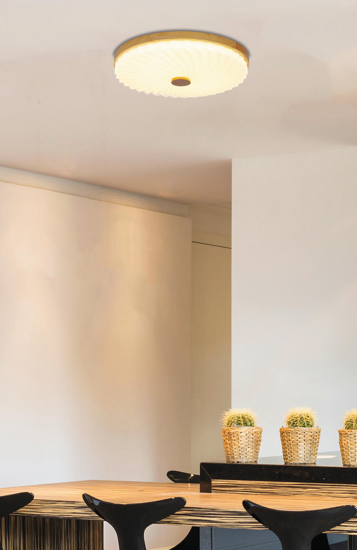 LED-DECKENLEUCHTE 38/38/6.5 cm   - Eichefarben/Weiß, Natur, Kunststoff/Metall (38/38/6.5cm)
