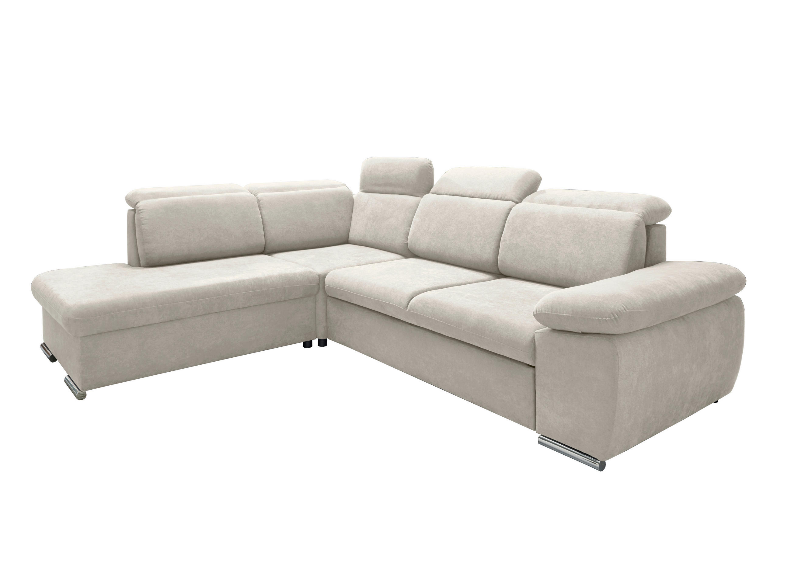 ECKSOFA Mikrofaser Creme  - Chromfarben/Creme, Design, Textil/Metall (228/283cm) - Livetastic