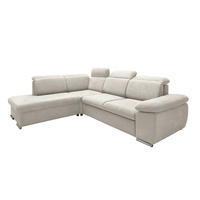 ECKSOFA Creme Mikrofaser  - Chromfarben/Creme, Design, Textil/Metall (228/283cm) - Livetastic