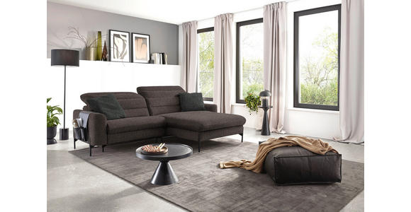 ECKSOFA in Flachgewebe Graubraun  - Graubraun/Schwarz, Design, Textil/Metall (252/191cm) - Dieter Knoll