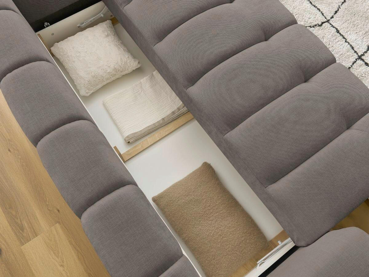 SCHLAFSOFA FUJI Leinenoptik Taupe  inkl.  - Taupe/Schwarz, MODERN, Kunststoff/Textil (251/113/88cm)