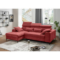 ECKSOFA Chenille Rot  - Rot/Schwarz, Basics, Textil/Metall (186/270cm) - Livetastic