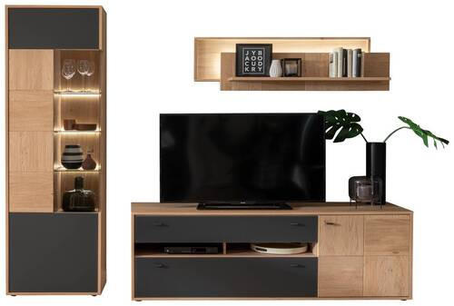 MID.YOU OBÝVACIA STENA, antracitová, dub bianco