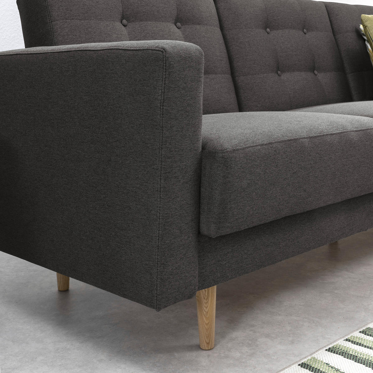 3-SITZER-SOFA in Flachgewebe Anthrazit  - Eschefarben/Anthrazit, MODERN, Holz/Textil (224/81/83cm) - Max Winzer