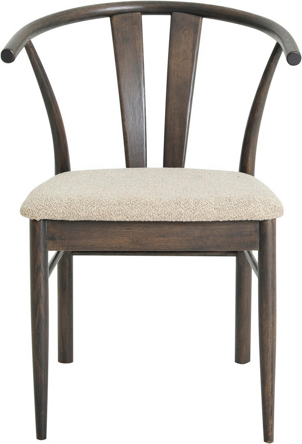 STOL bouclé  - greige/mörkbrun, Design, trä/textil (54/79/54cm) - Best Price