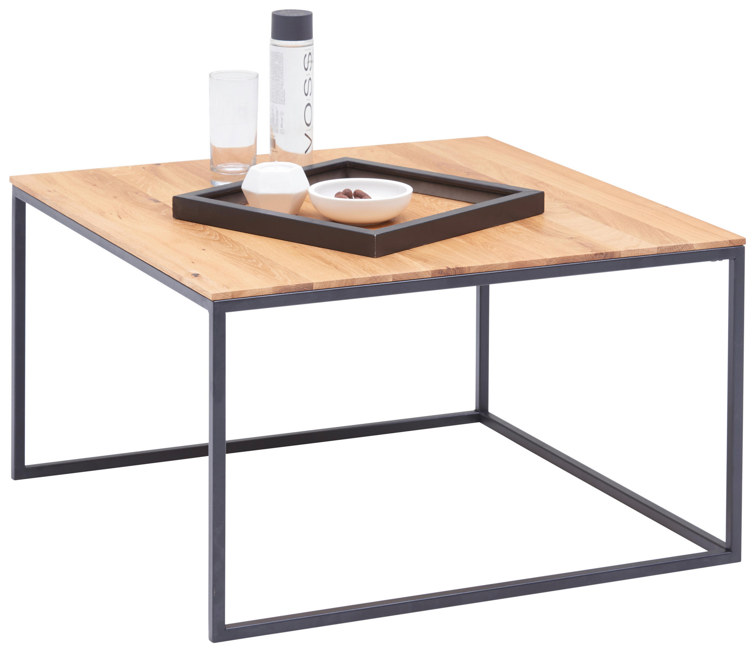 COUCHTISCH in Holz, Metall 70/70/42 cm  - Buchefarben/Schwarz, Design, Holz/Metall (70/70/42cm) - Johann Jakob