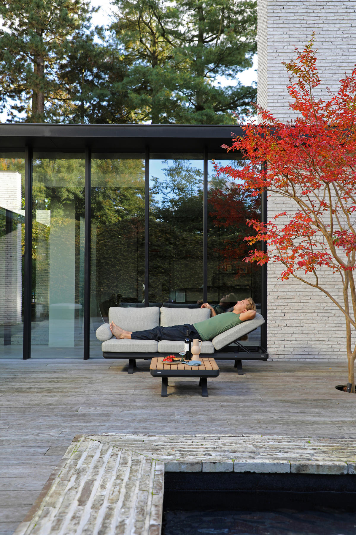 LOUNGESOFA  - Graphitfarben/Grau, Design, Textil/Metall (207/71/70cm) - Zebra 