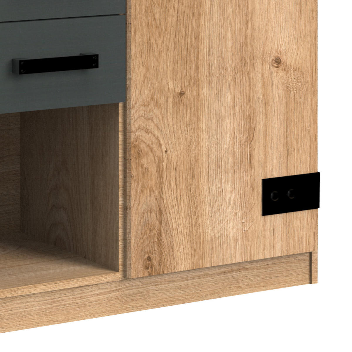 KOMMODE 124/105/41 cm  in Graphitfarben, Eichefarben  - Eichefarben/Graphitfarben, Design, Holzwerkstoff (124/105/41cm) - MID.YOU
