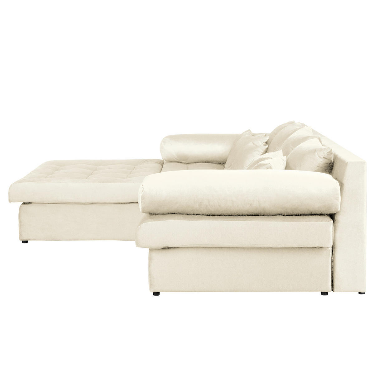 ECKSOFA Naomi in Velours Beige Rückenkissen  243/284 cm  - Beige/Schwarz, Design, Kunststoff/Textil (243/284cm) - P & B