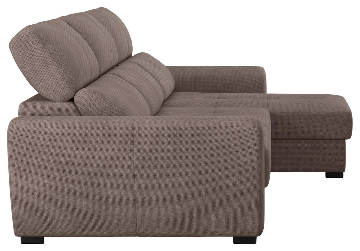 ECKSOFA Taupe Mikrofaser  - Taupe/Schwarz, KONVENTIONELL, Kunststoff/Textil (285/177cm) - Carryhome