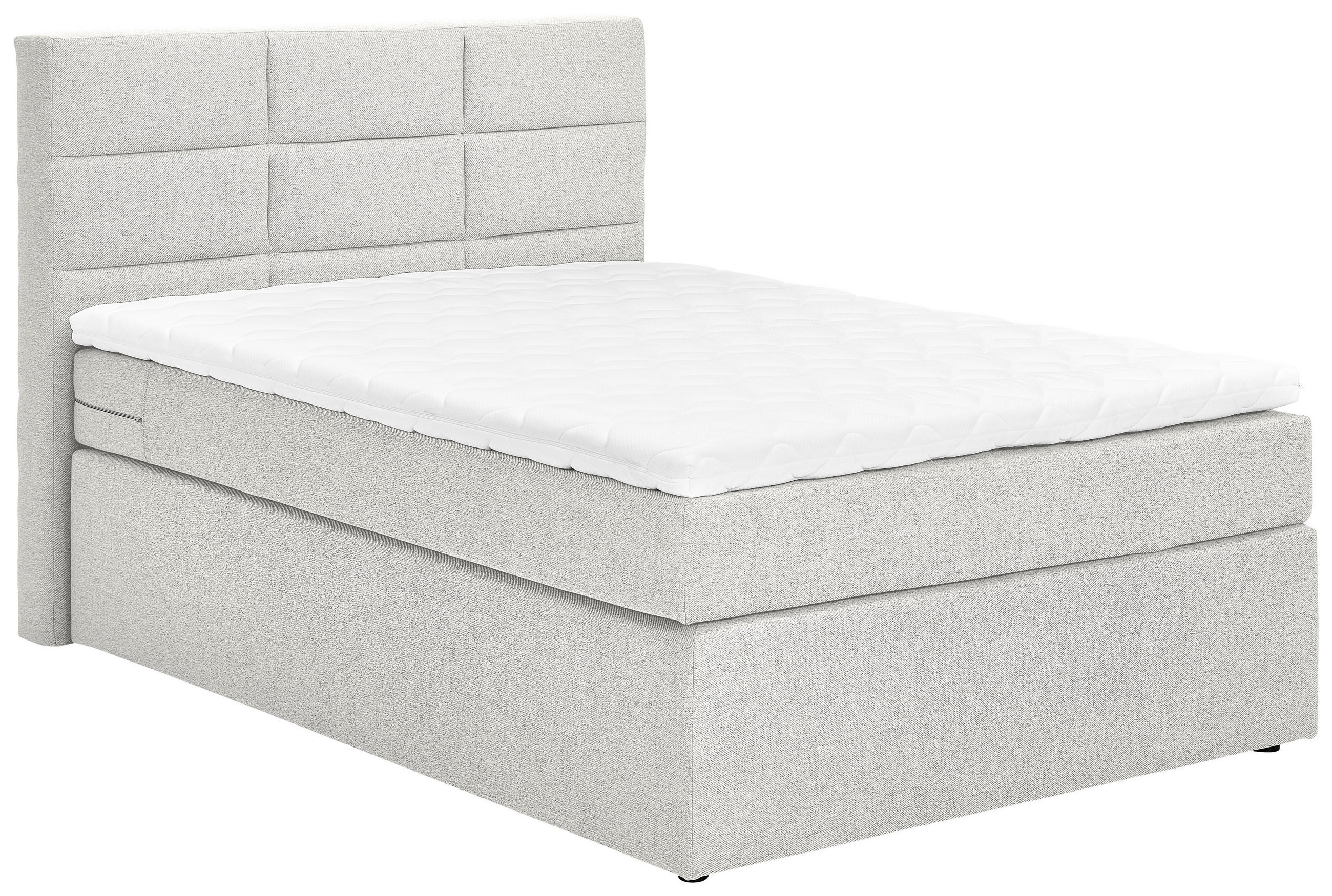 BOXSPRINGBETT 140/200 cm,  in Grauweiß, Bettkasten, Topper, Matratzen, H3 = fest  - Grauweiß/Schwarz, KONVENTIONELL, Textil (140/200cm) - Carryhome