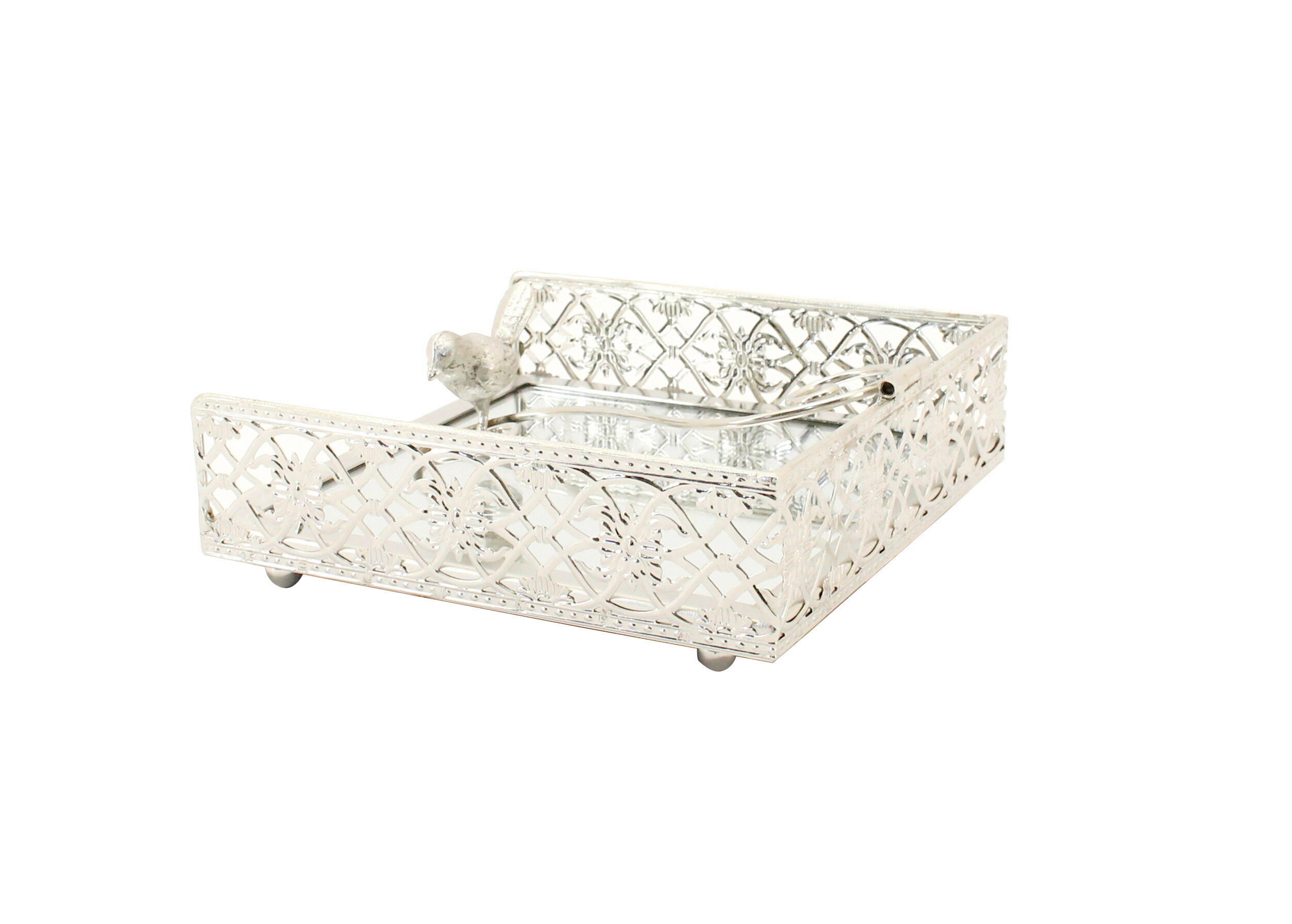 DRŽÁK NA UBROUSKY - barvy stříbra, Konvenční, kov/sklo (19/19/7cm) - Ambia Home