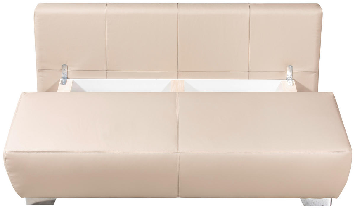 SCHLAFSOFA  in Echtleder Beige  - Chromfarben/Beige, KONVENTIONELL, Leder/Metall (195/85/90cm) - Livetastic