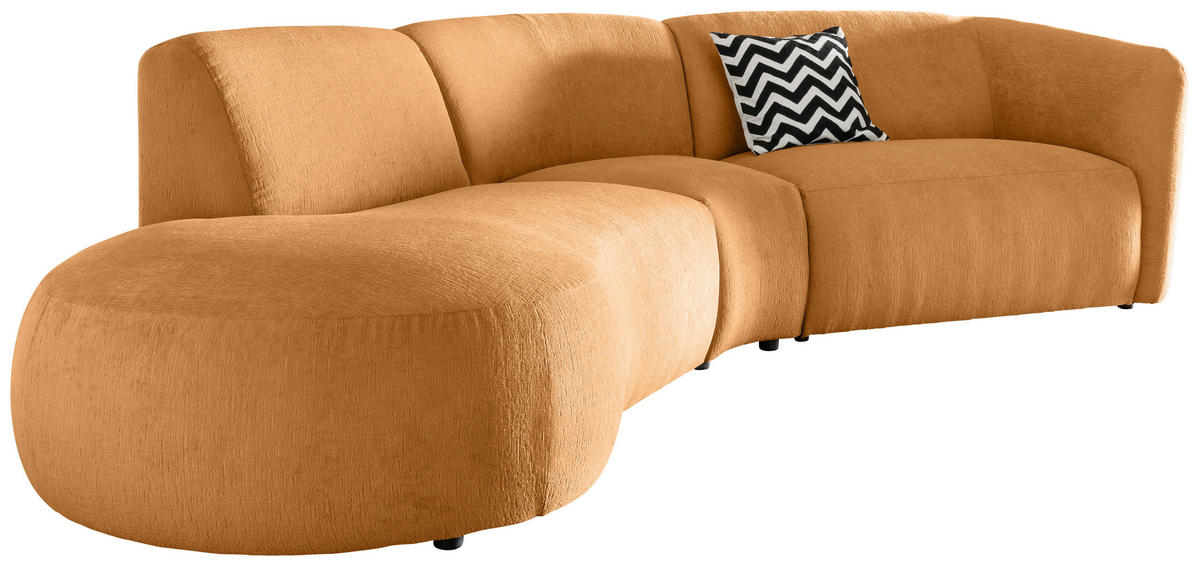 ECKSOFA in Mikrofaser Goldfarben  182/276 cm  - Goldfarben/Schwarz, MODERN, Kunststoff/Textil (182/276cm) - Livetastic