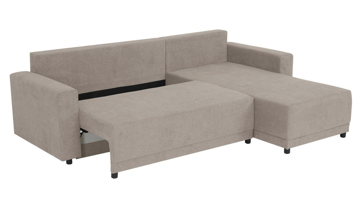 ECKSOFA Greige Mikrofaser  - Greige/Schwarz, Design, Kunststoff/Textil (178/248cm) - MID.YOU