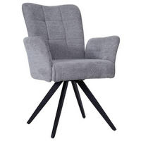 ARMLEHNSTUHL  in Eisen Bouclé  - Schwarz/Grau, MODERN, Holz/Textil (63/91/66cm) - MID.YOU