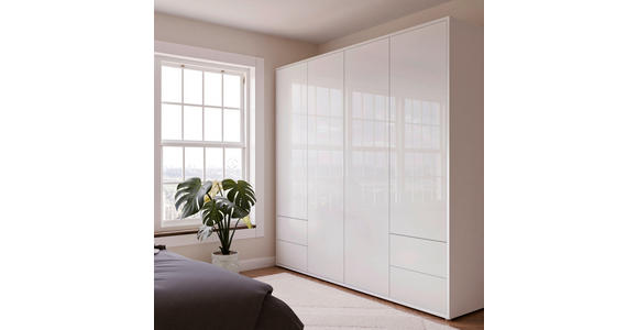 DREHTÜRENSCHRANK 224/214/60 cm,  in Weiß, Weiß Hochglanz, 4-türig  - Weiß Hochglanz/Weiß, Trend, Holzwerkstoff (224/214/60cm) - Carryhome