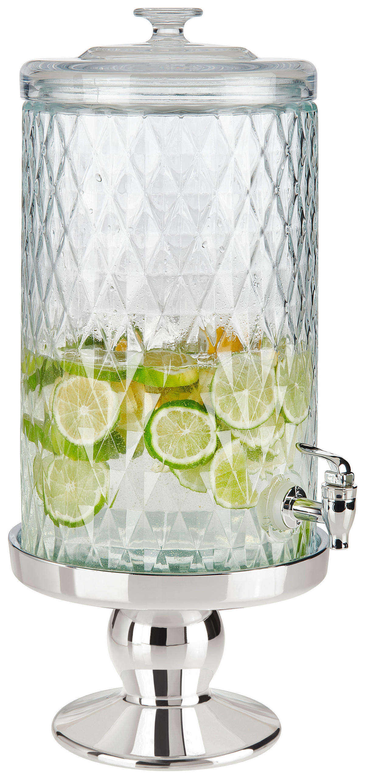 GETRÄNKESPENDER - Klar/Silberfarben, Trend, Glas/Kunststoff (7,6l) - Novel