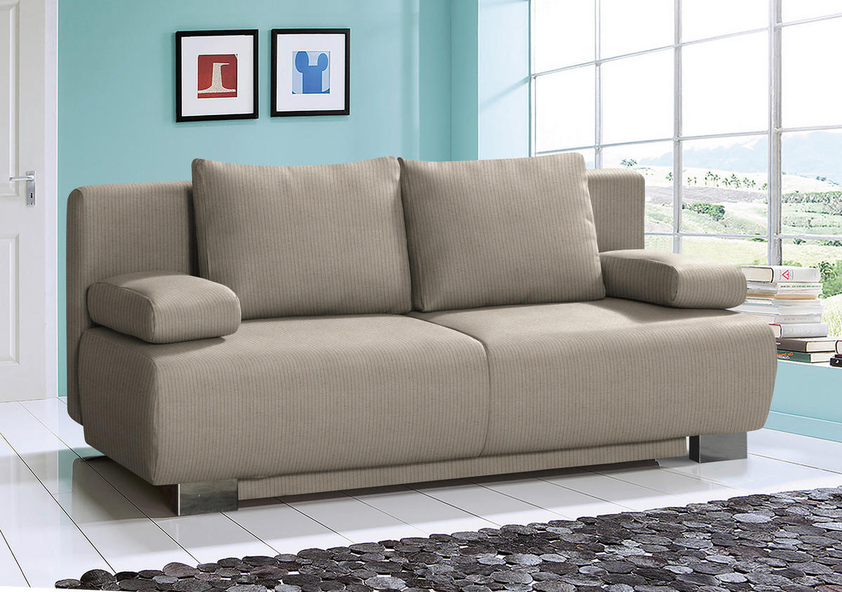 SCHLAFSOFA Rowan in Cord Hellbraun  - Hellbraun, KONVENTIONELL, Textil/Metall (196/89/94cm) - Novel