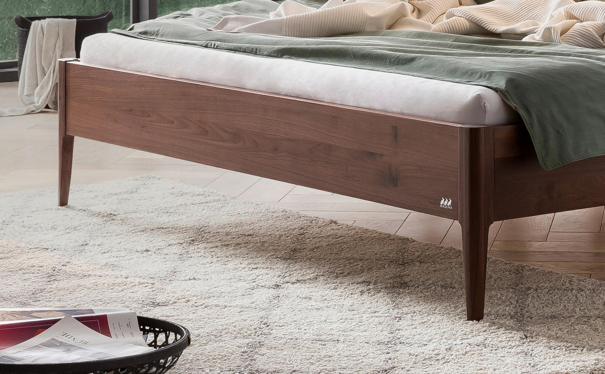 BETT 140/200 cm  in Nussbaumfarben, Dunkelgrau   - Dunkelgrau/Nussbaumfarben, Modern, Holz/Textil (140/200cm) - Hasena