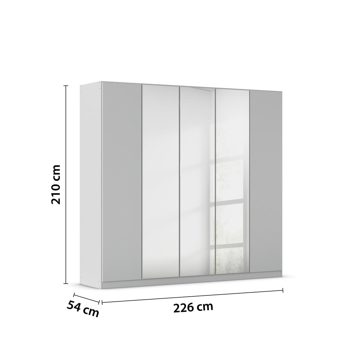 FALTTÜRENSCHRANK 226/210/54 cm 5-türig Grau  - Grau, Holzwerkstoff (226/210/54cm) - Rauch Möbel