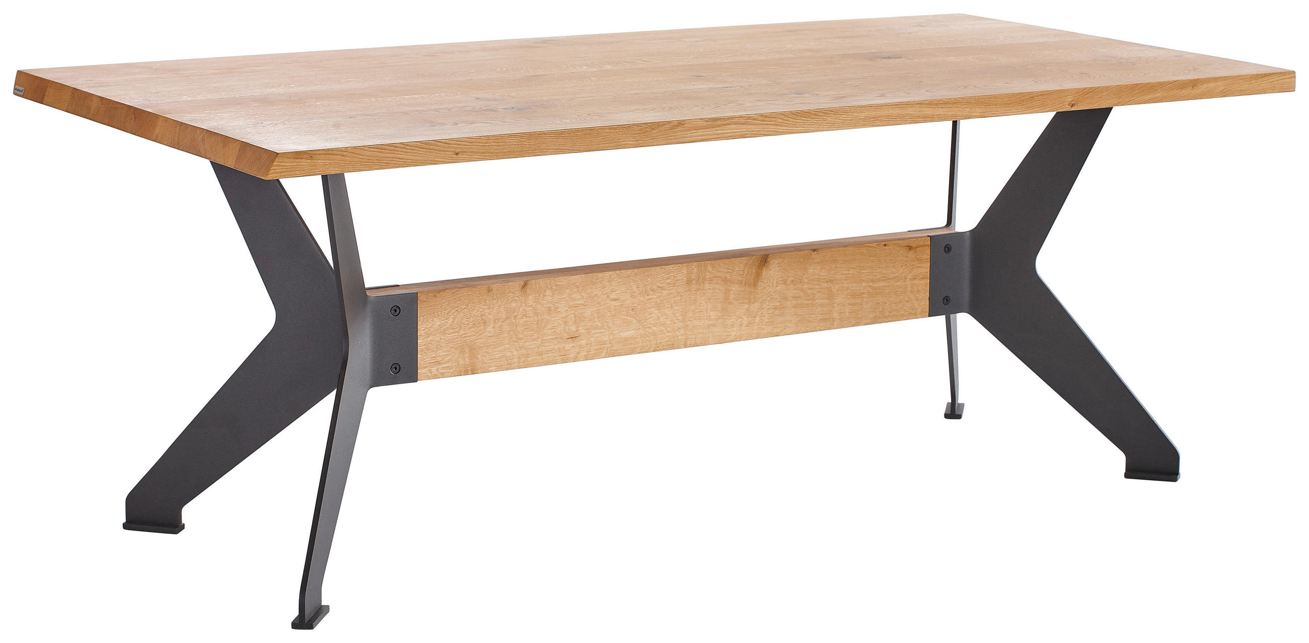 ESSTISCH Eiche massiv rechteckig Anthrazit, Eichefarben - Eichefarben/Anthrazit, Design, Holz/Metall (200/100/77cm) - Bert Plantagie
