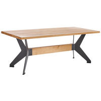 ESSTISCH Eiche massiv rechteckig Anthrazit, Eichefarben  - Eichefarben/Anthrazit, Design, Holz/Metall (200/100/77cm) - Bert Plantagie