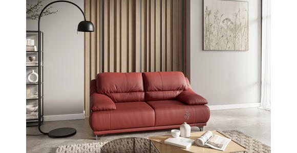 2-SITZER-SOFA in Echtleder Rot  - Rot/Schwarz, Design, Leder/Metall (180/87/92cm) - Xora